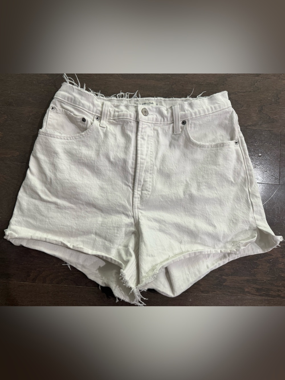 Abercrombie & Fitch White Frayed Hem Denim Cutoff Shorts